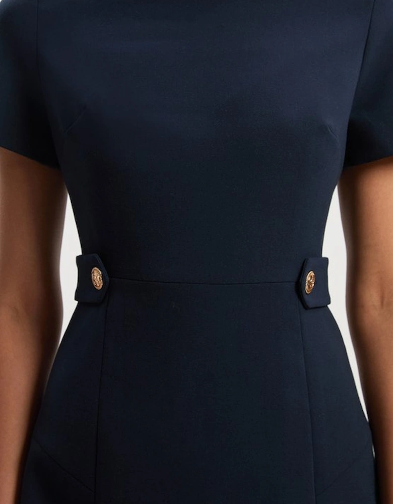 Compact Stretch Essential Waist Tab Detail Tailored Mini Dress