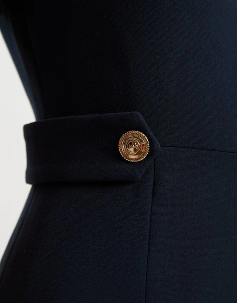 Compact Stretch Essential Waist Tab Detail Tailored Mini Dress