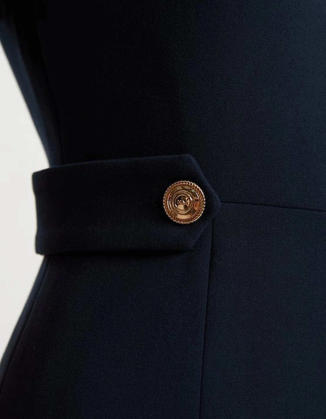 Compact Stretch Essential Waist Tab Detail Tailored Mini Dress
