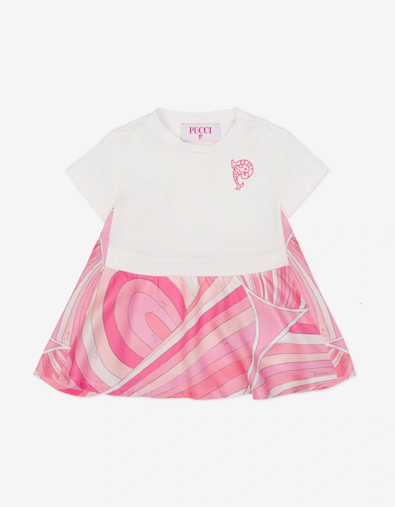 Baby Girls Iride Print Jersey Dress in Ivory