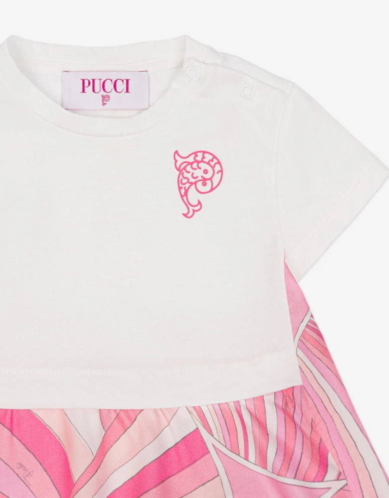 Baby Girls Iride Print Jersey Dress in Ivory