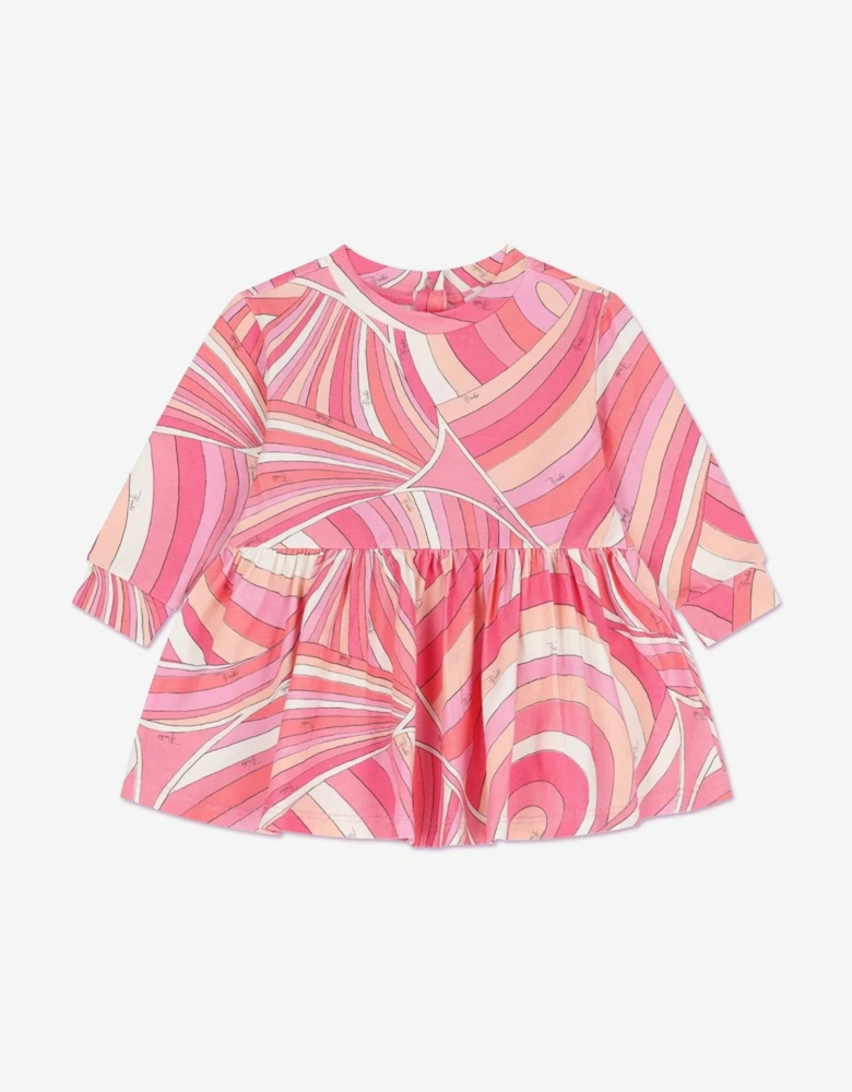 Baby Girls Iride Print Jersey Dress in Pink