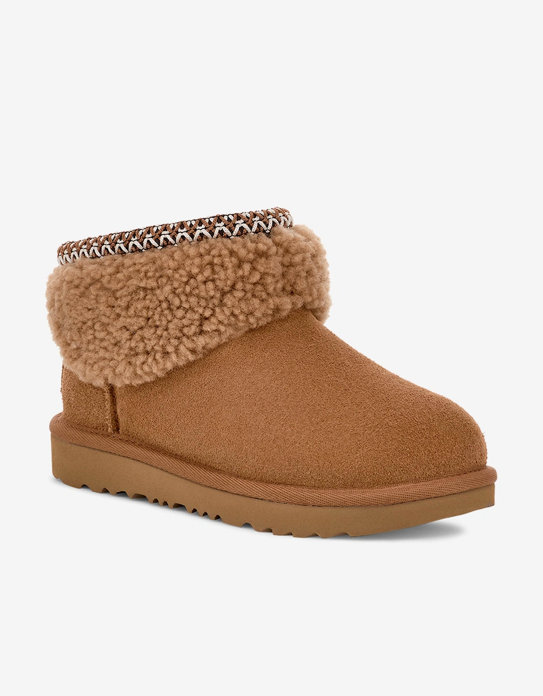 Girls Classic Ultra Mini Maxi Curly Boots in Brown