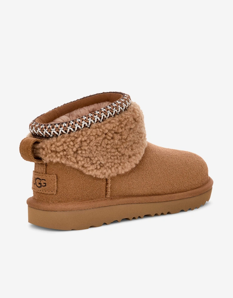 Girls Classic Ultra Mini Maxi Curly Boots in Brown