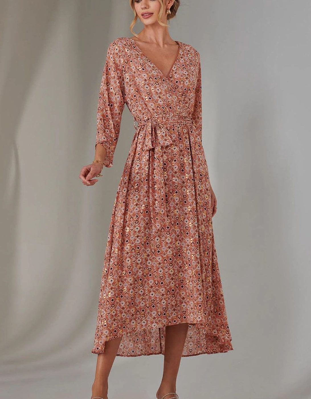 Gold Spot Printed Chiffon Maxi Dress, 2 of 1