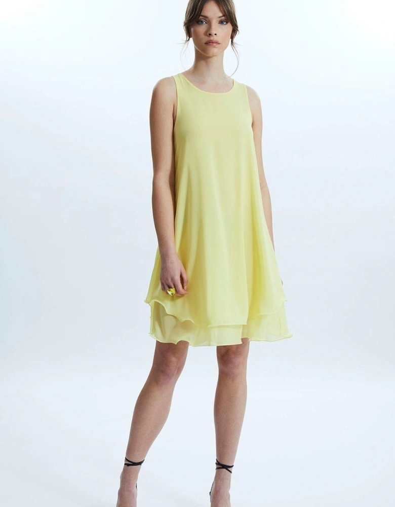Sleeveless Wave Hem Dress Yellow