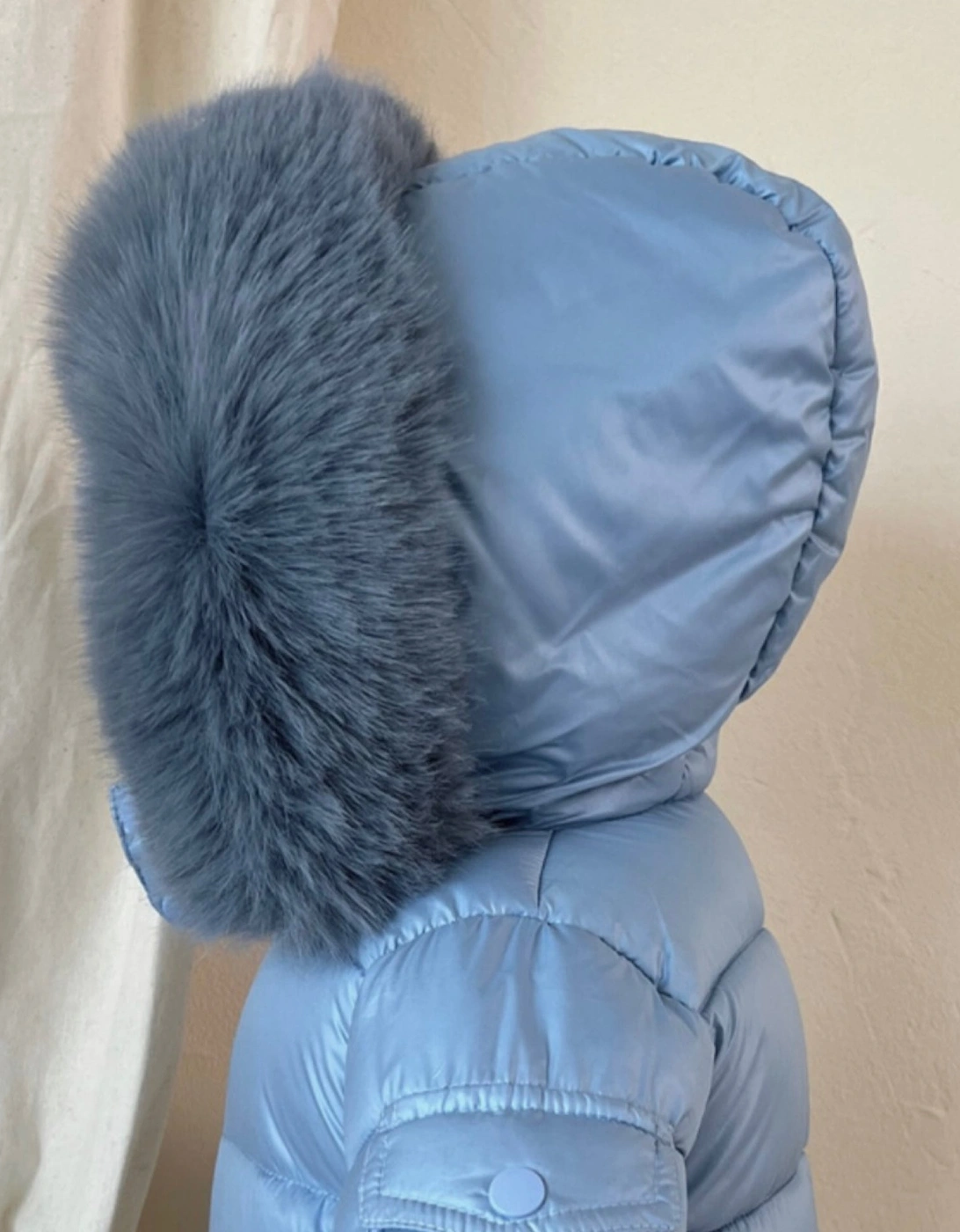 Boys Airy Blue Faux Fur Puffer Coat