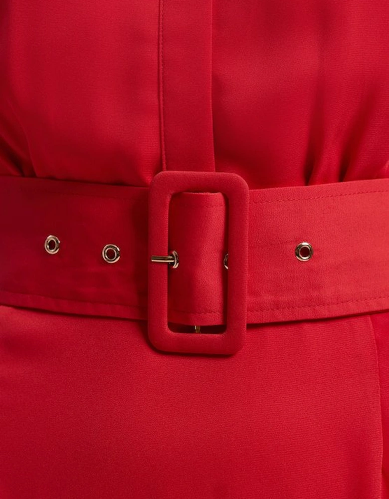 Petite Georgette Belted Woven Shirt Dress