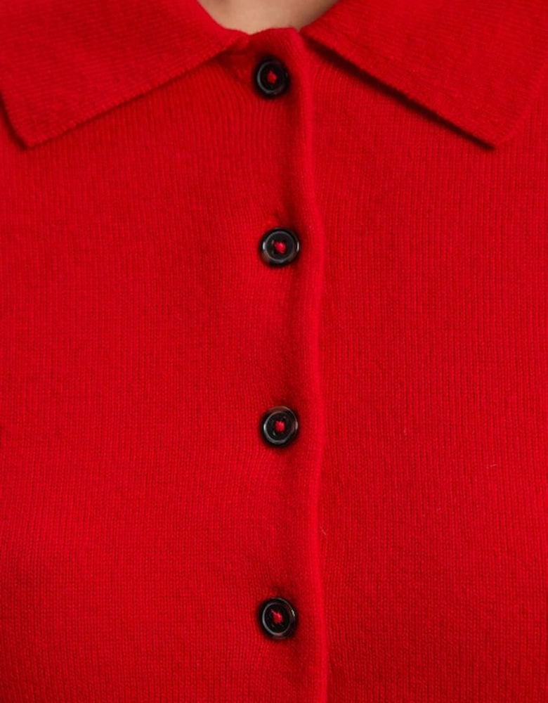 Cashmere Wool Blend Knit Collar Cardigan