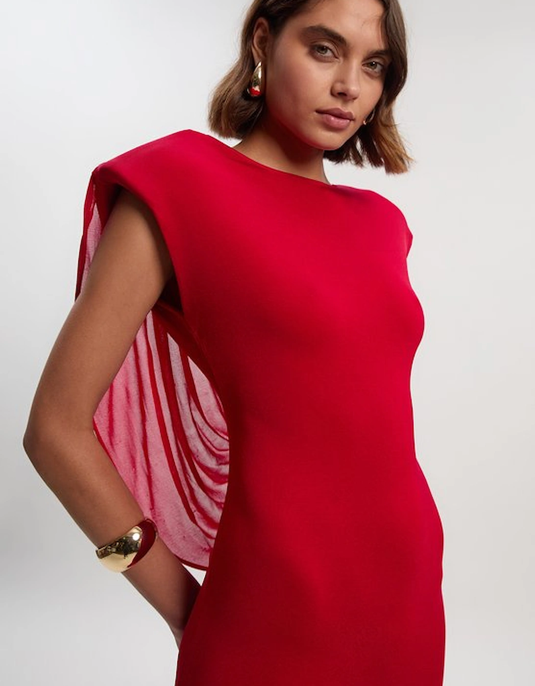 Petite Viscose Blend Slinky Drape Plunge Back Knit Maxi Dress