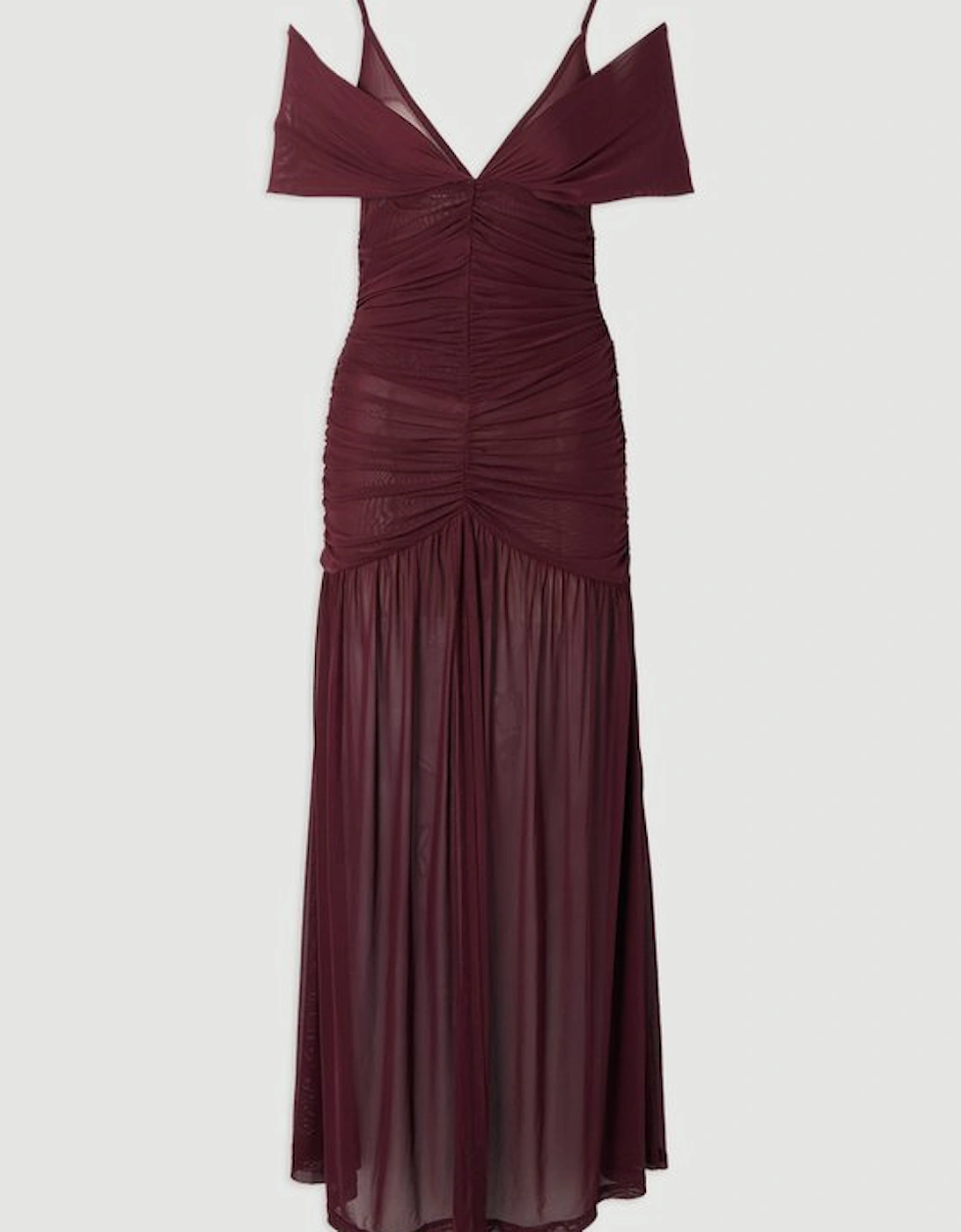 Mesh Plunge Strappy Detail Maxi Dress