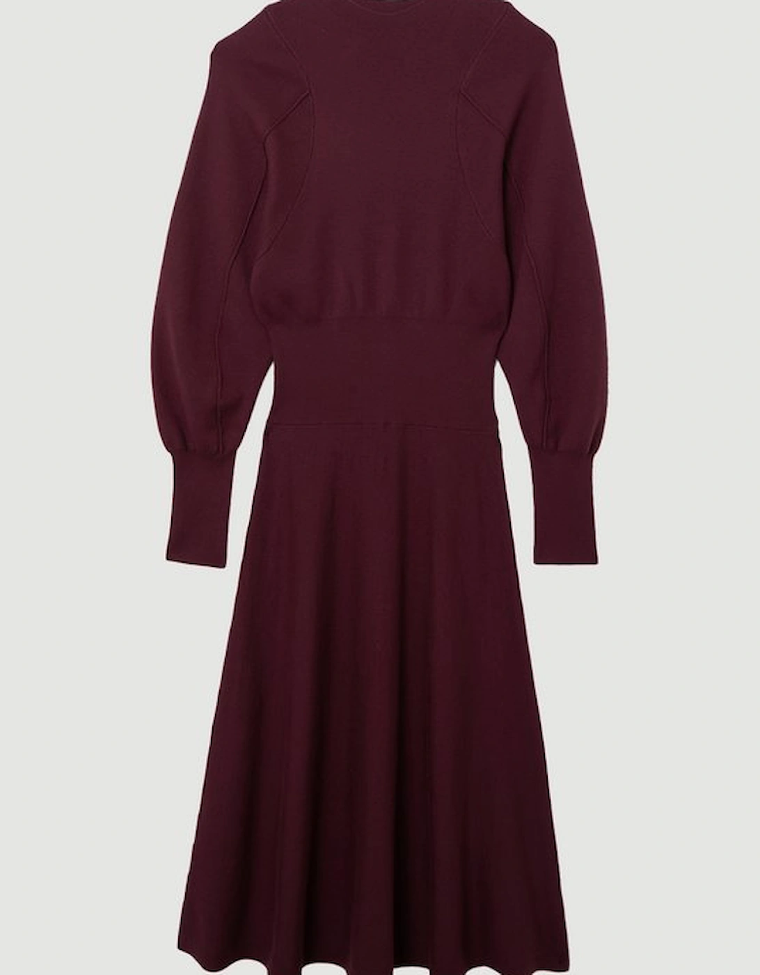 Plus Size Wool Look Rounded Sleeve Knit Midi Dress