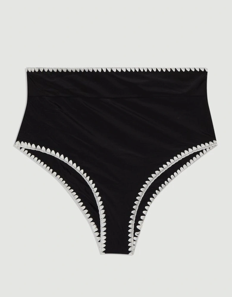 Stitch Detail High Waisted Bikini Bottoms
