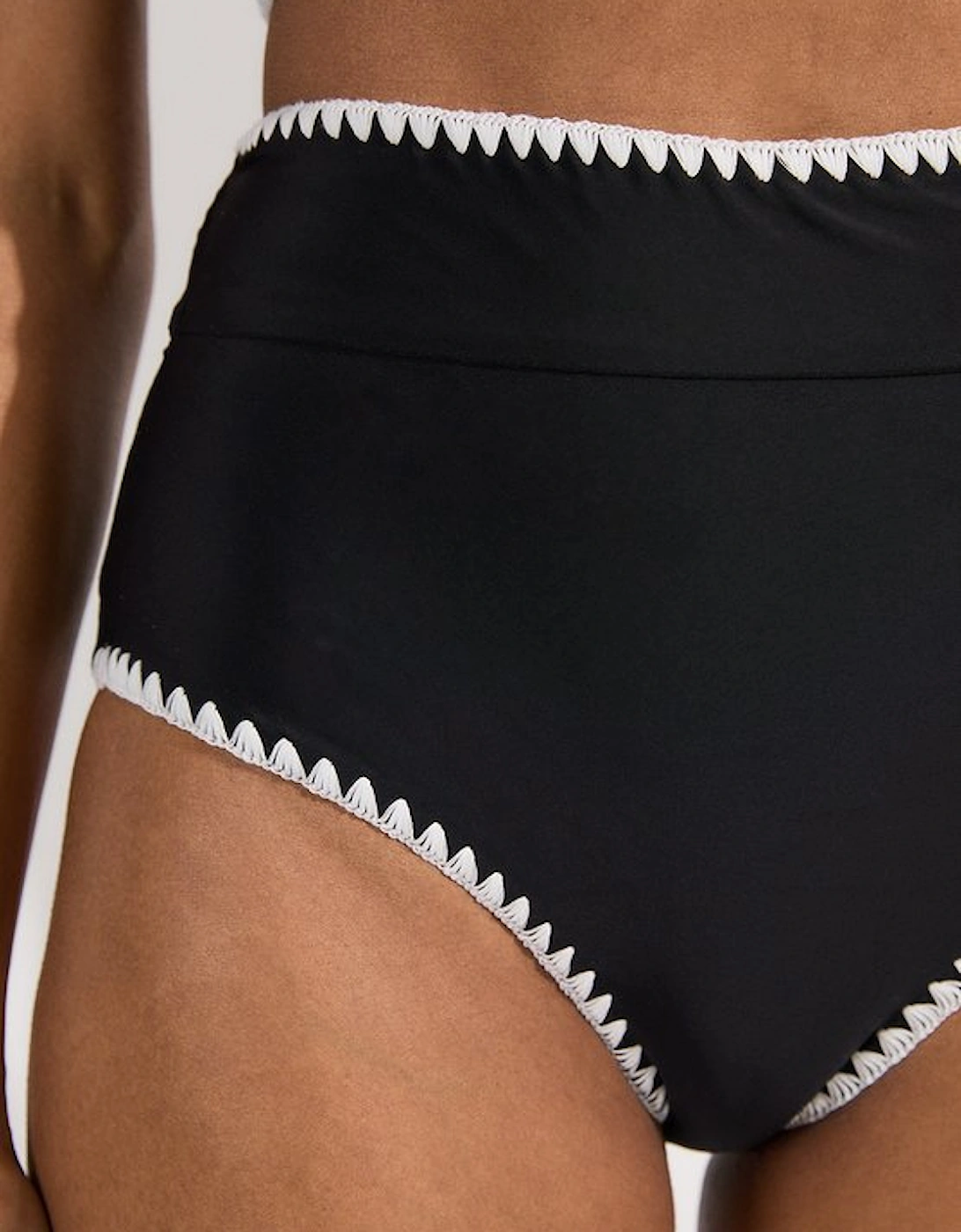 Stitch Detail High Waisted Bikini Bottoms