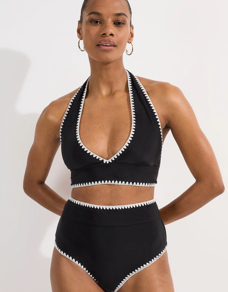 Stitch Detail High Waisted Bikini Bottoms