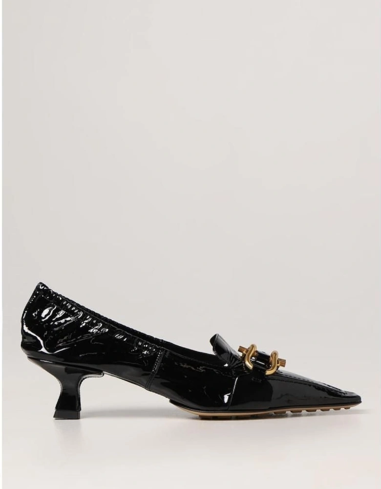 Lido Patent Leather Loafers  - Black High Heel Shoes