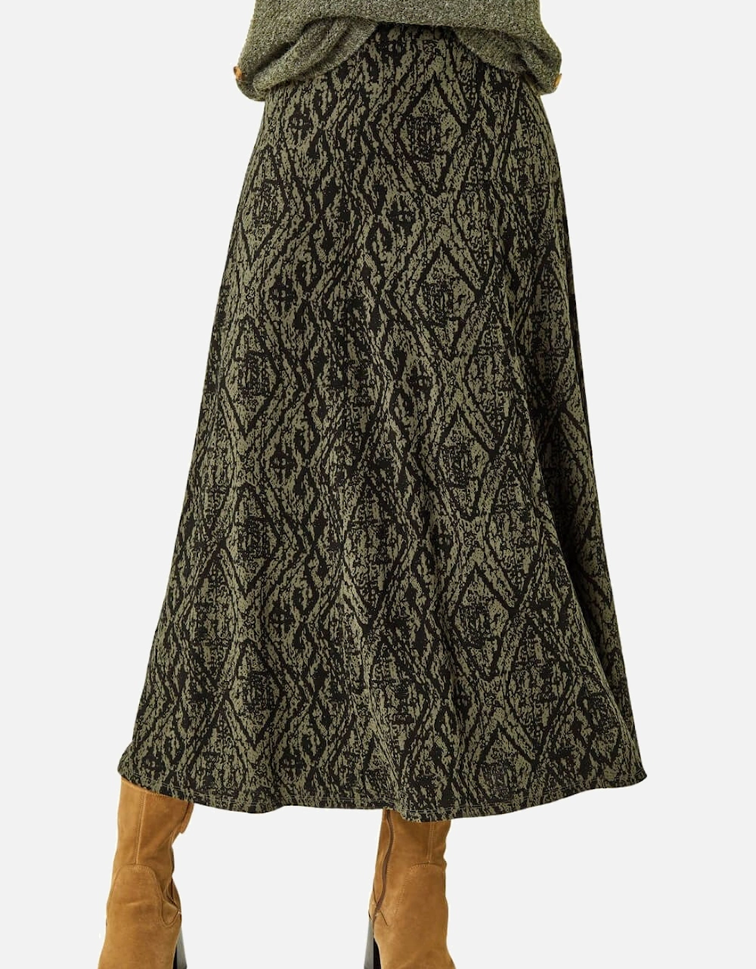 Abstract Diamond Print Midi Skirt, 2 of 1