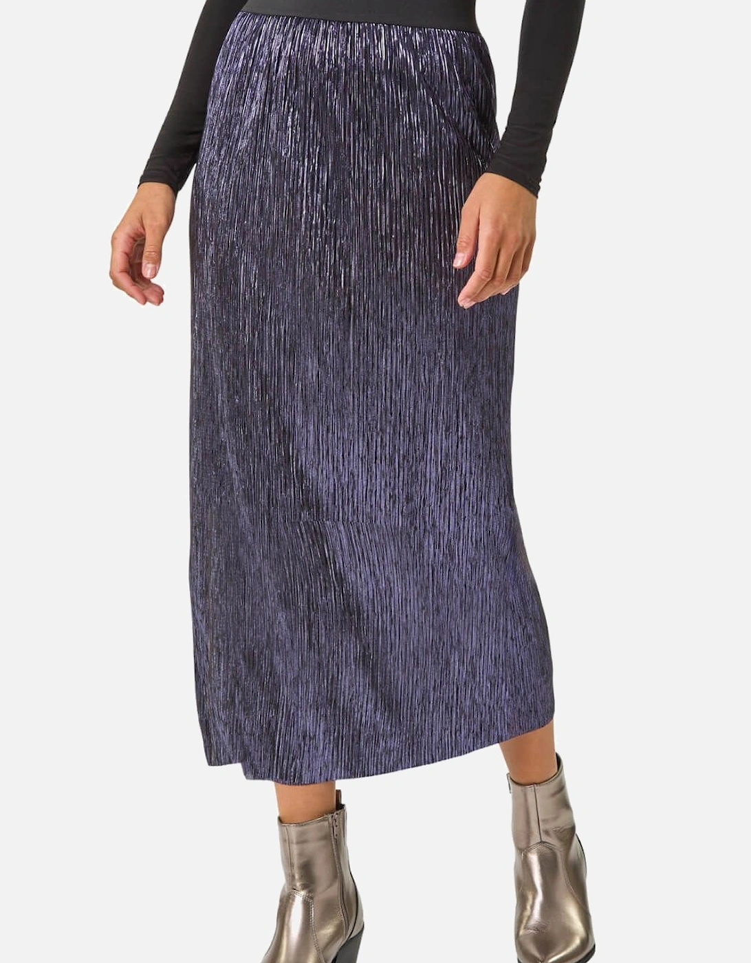 Foil Plisse Pleated Pencil Skirt, 2 of 1
