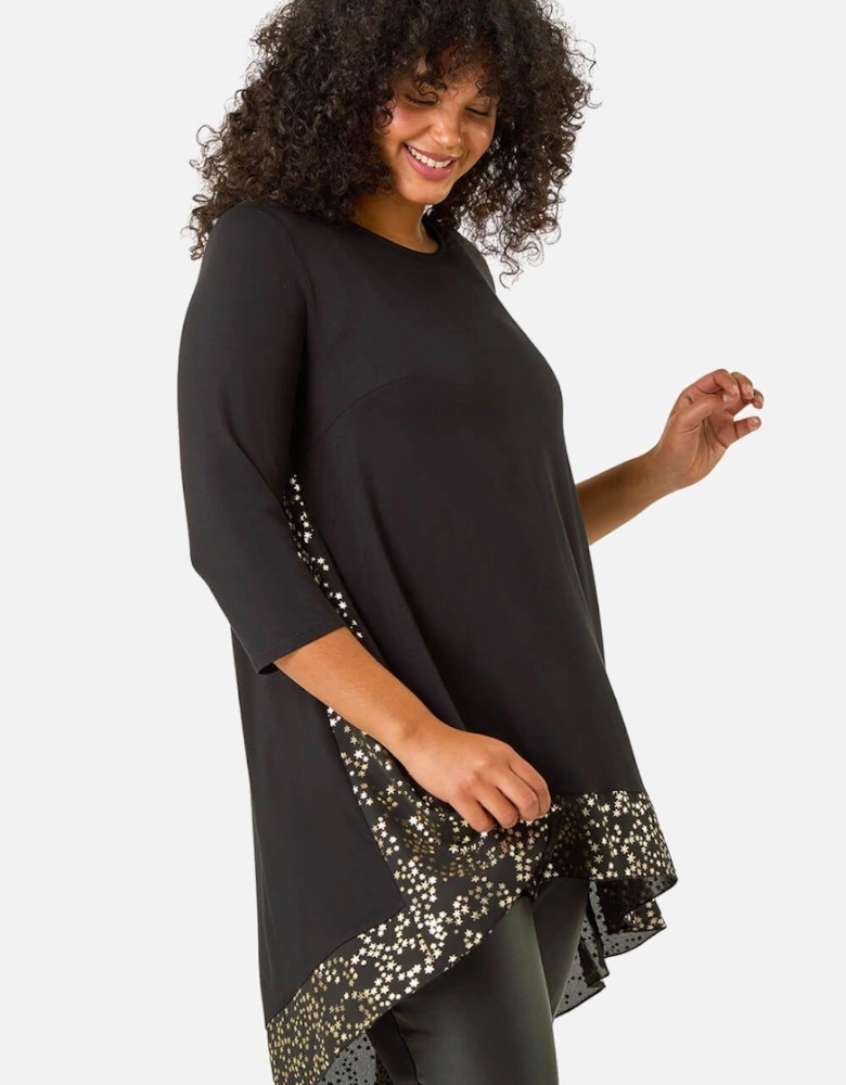 Curve Contrast High Low Tunic Top