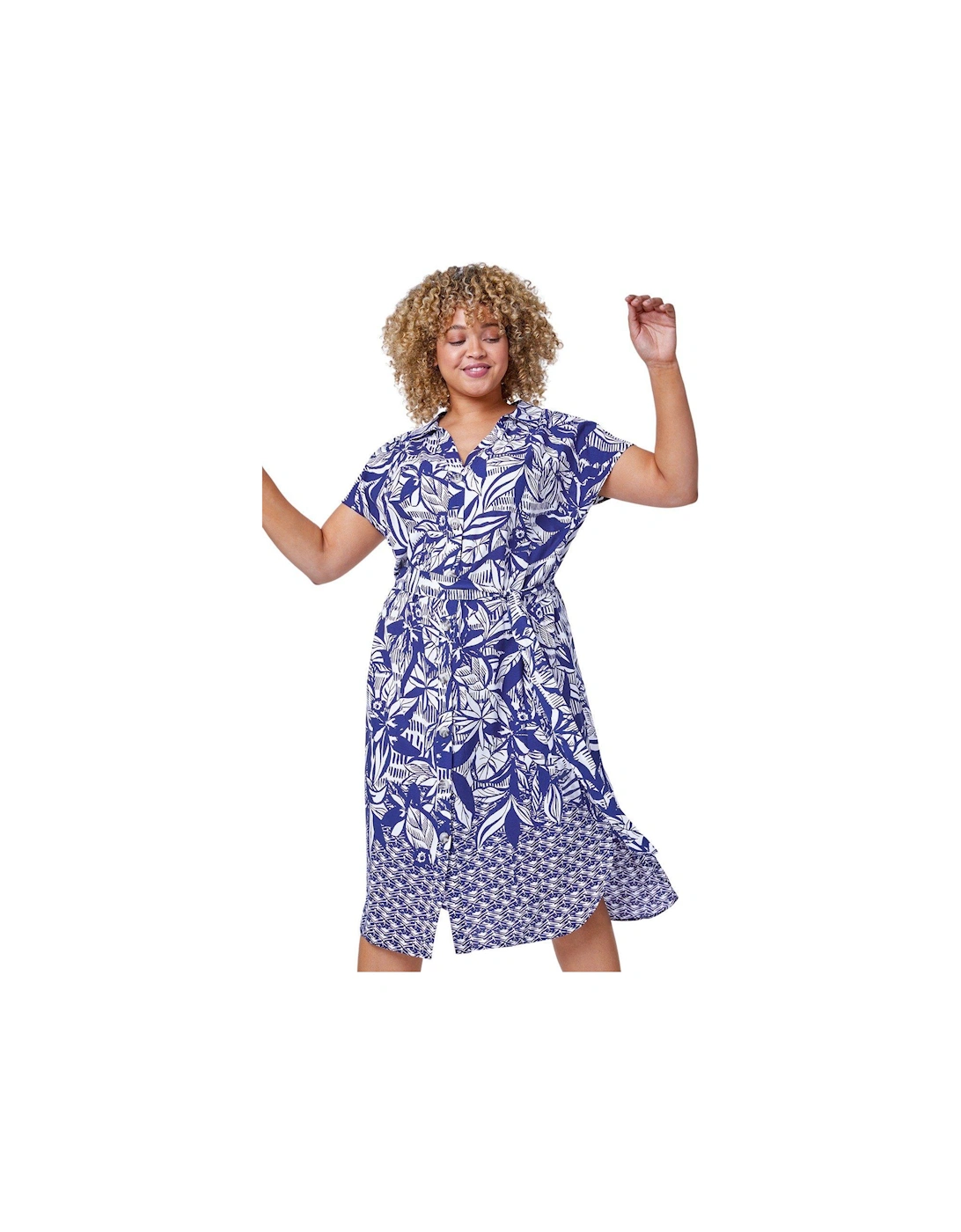Curve Border Print Shirt Dress, 2 of 1