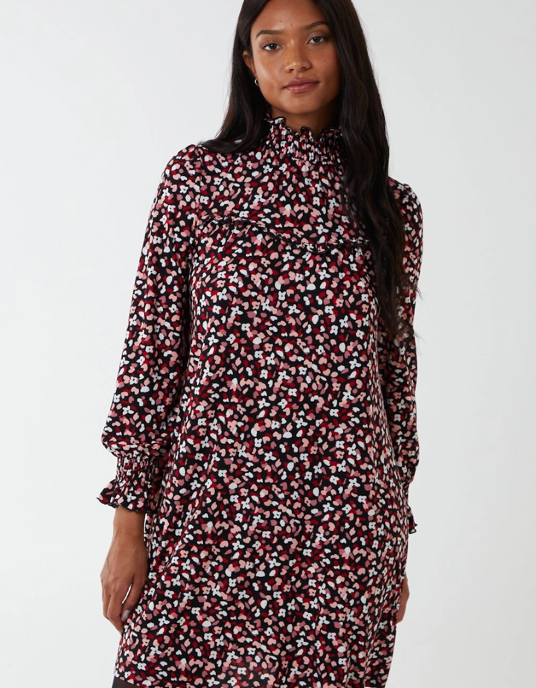 Sweetheart Shirred Mini Trapeze Dress, 2 of 1