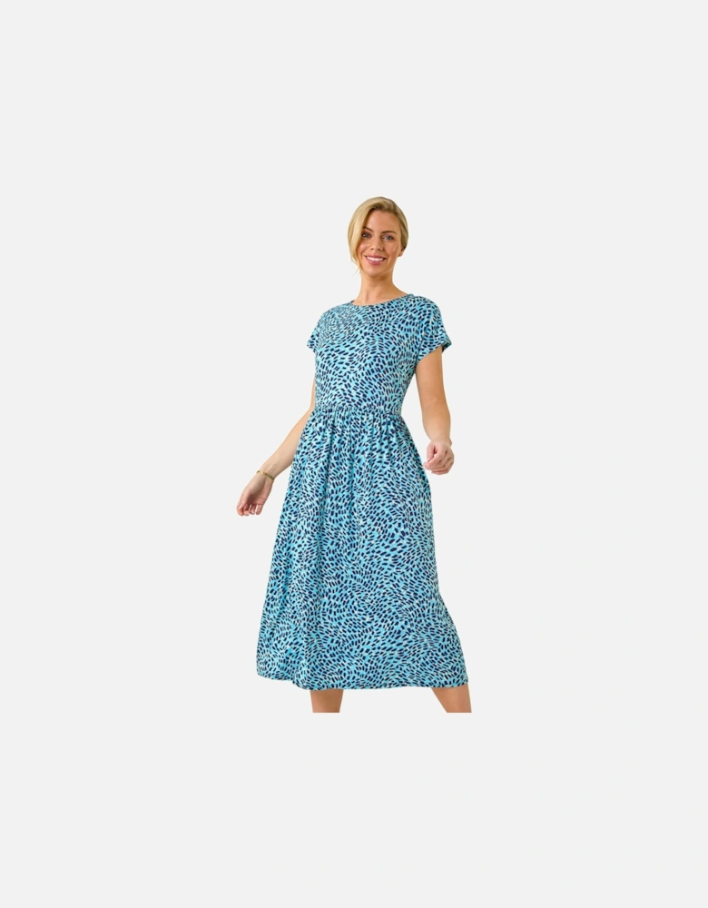 Petite Abstract Print Stretch Midi Dress