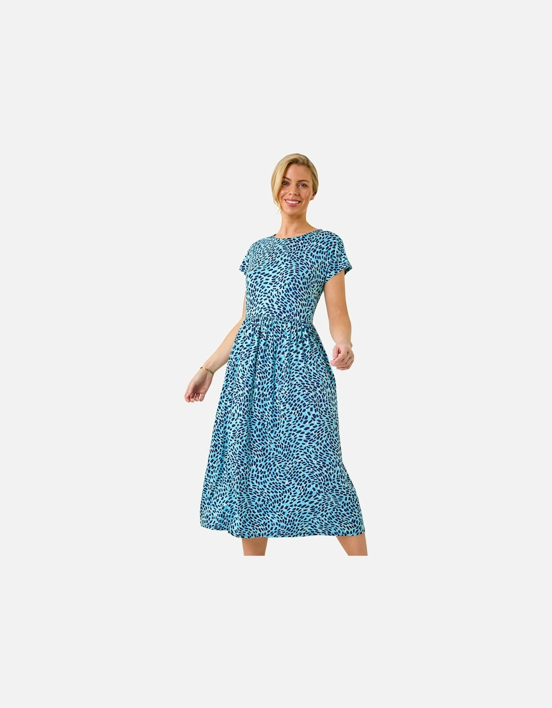 Petite Abstract Print Stretch Midi Dress, 2 of 1