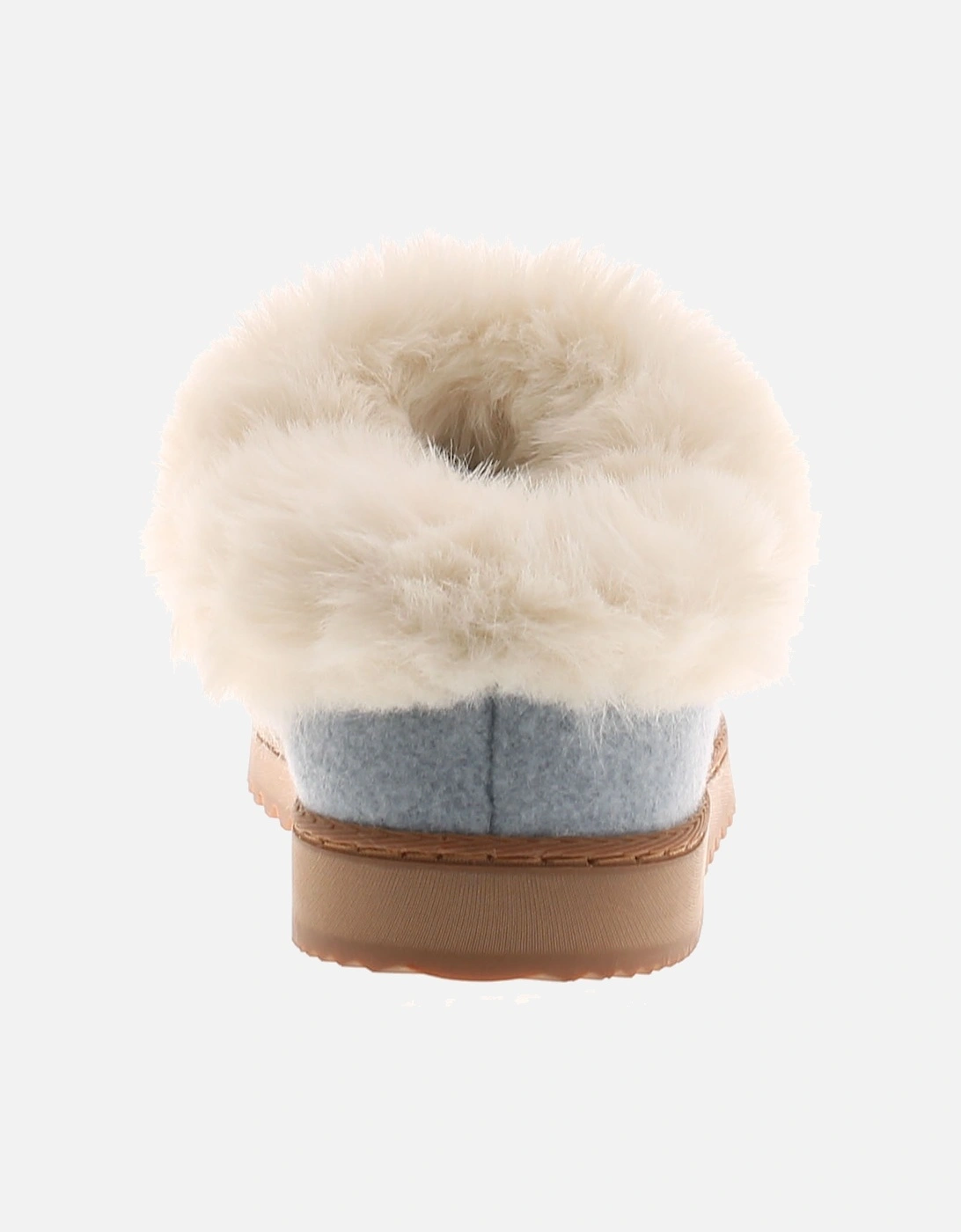 Womens Mule Slippers Soft Fleece Faux Fur Fudge blue UK Size