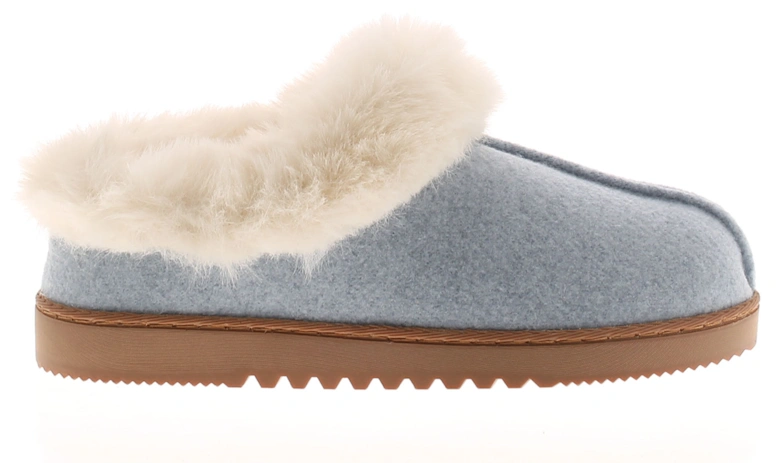 Womens Mule Slippers Soft Fleece Faux Fur Fudge blue UK Size