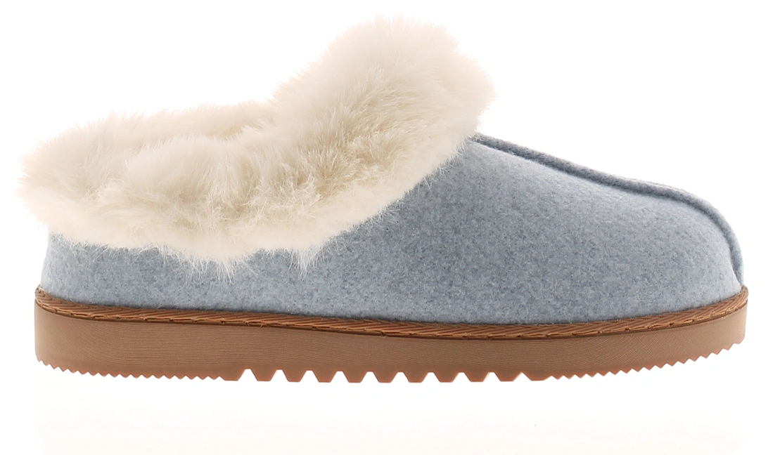 Womens Mule Slippers Soft Fleece Faux Fur Fudge blue UK Size