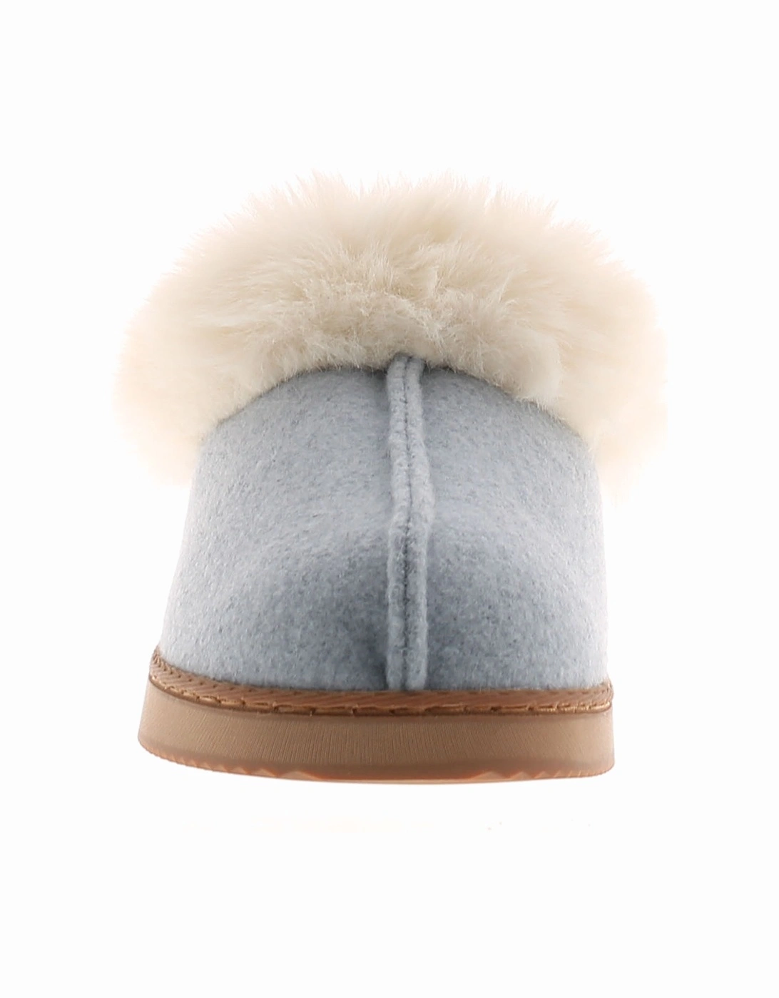 Womens Mule Slippers Soft Fleece Faux Fur Fudge blue UK Size