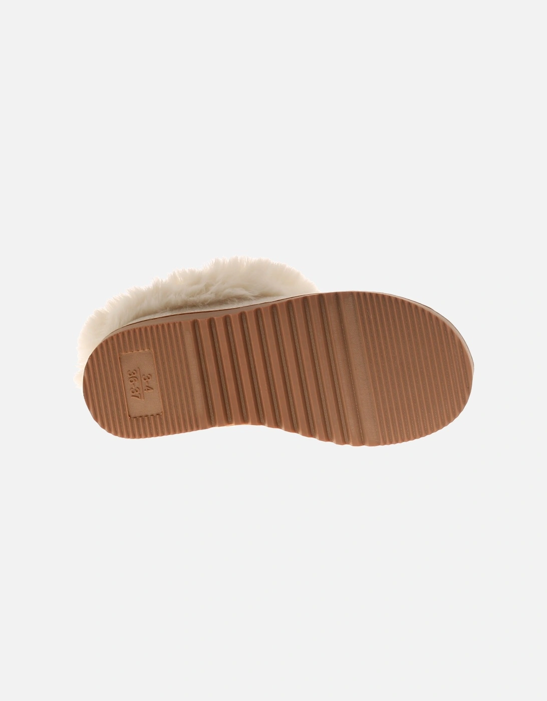 Womens Mule Slippers Soft Fleece Faux Fur Fudge beige UK Size