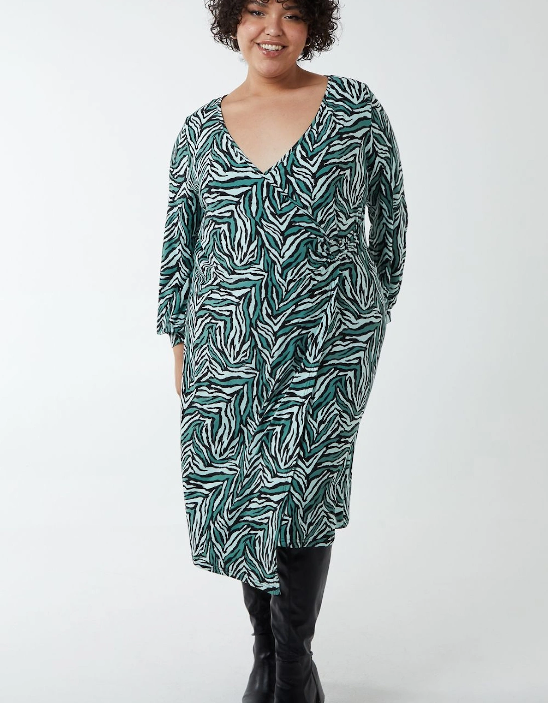 Curve V-Neck Ring Detail Midi Dress, 2 of 1