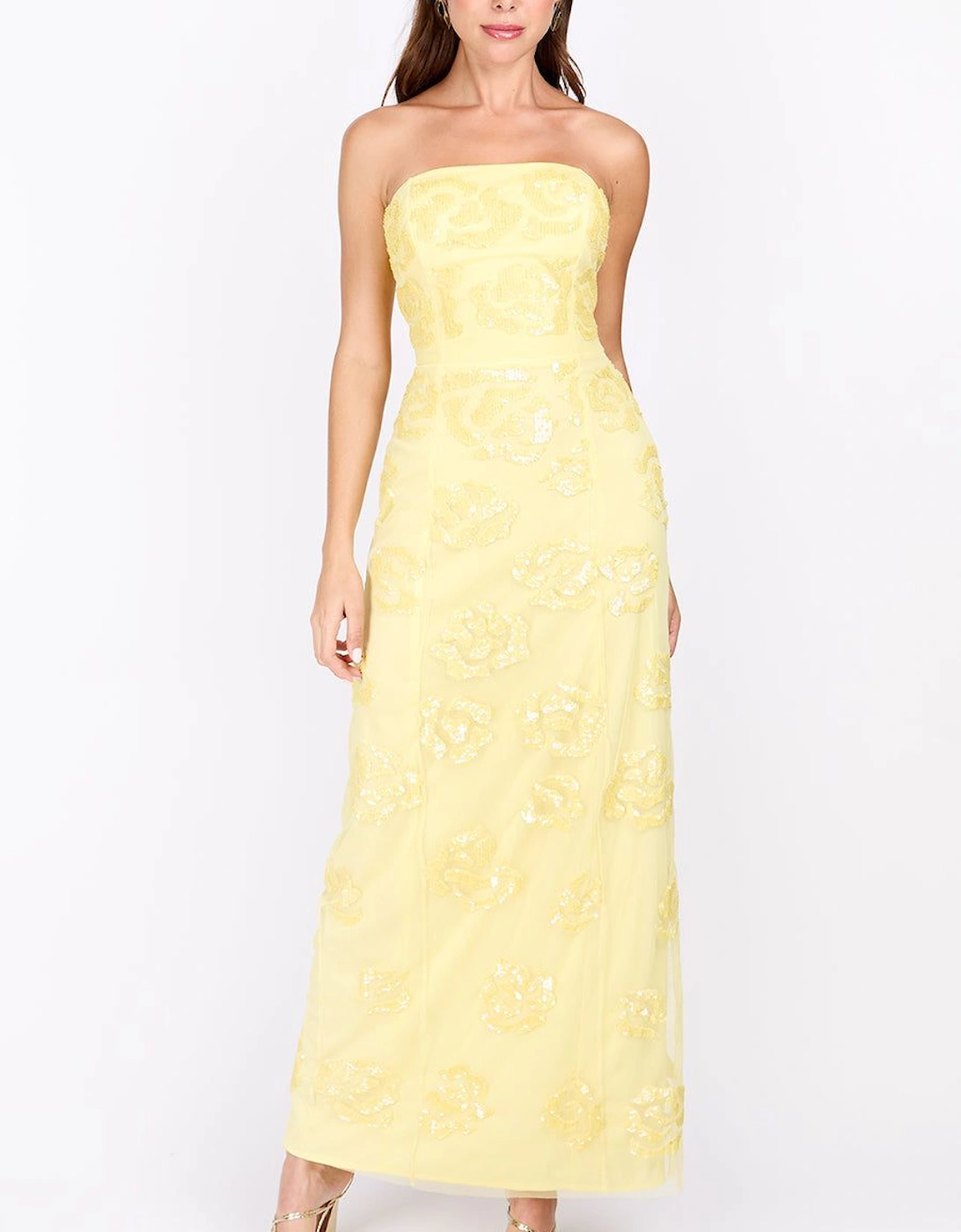 Yellow Embelished Bandeau Maxi Dress, 2 of 1
