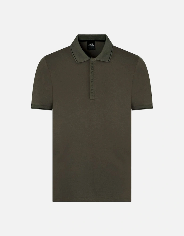 Exchange Contrast Zip Polo Shirt - Olive Green 8NZF71 ZJH2Z9