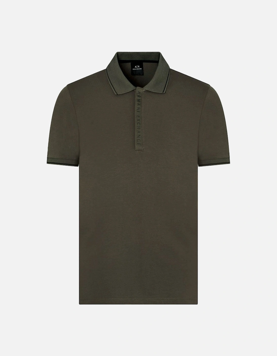 Exchange Contrast Zip Polo Shirt - Olive Green 8NZF71 ZJH2Z9, 2 of 1