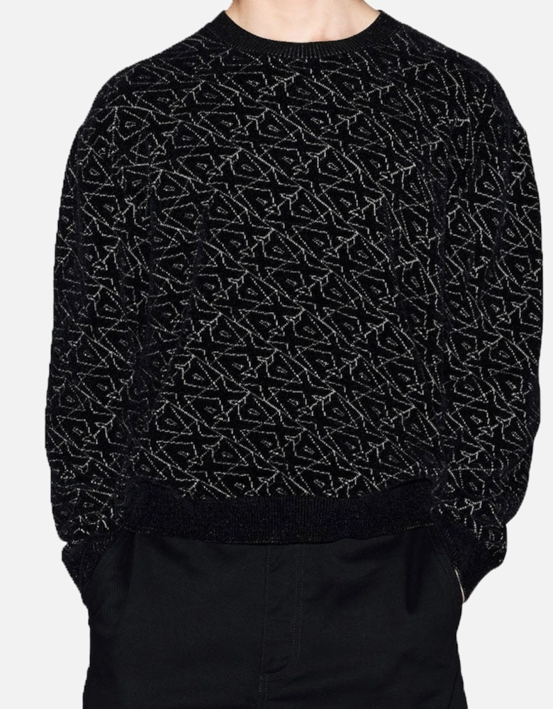 Exchange Crew Neck All Over Print Sweater XM001330 - Black