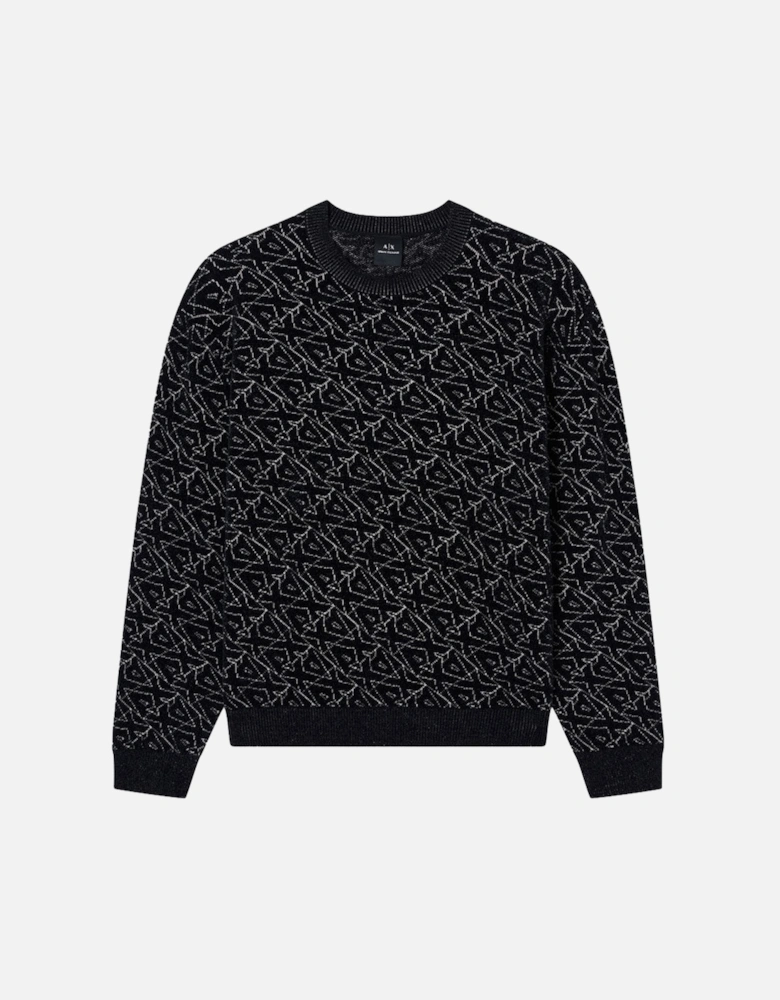 Exchange Crew Neck All Over Print Sweater XM001330 - Black