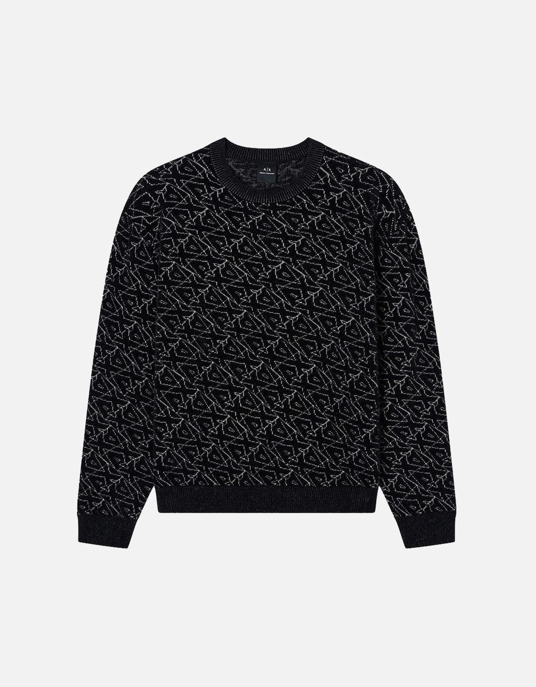 Exchange Crew Neck All Over Print Sweater XM001330 - Black, 4 of 3
