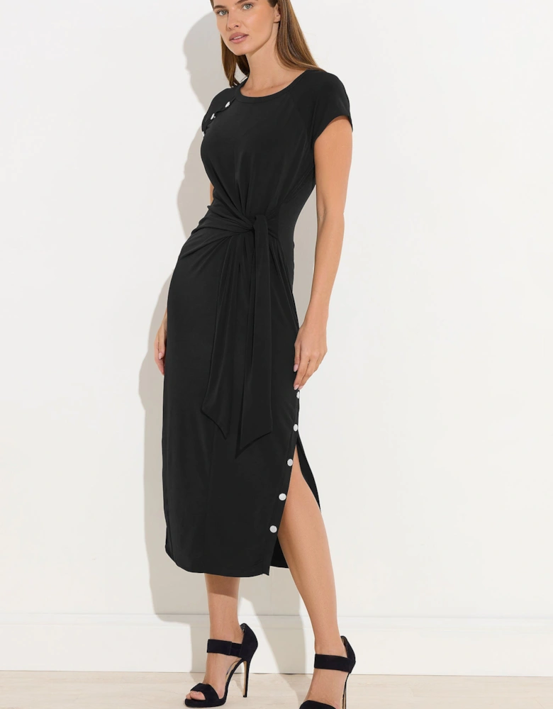 Popper Detail Midi Dress