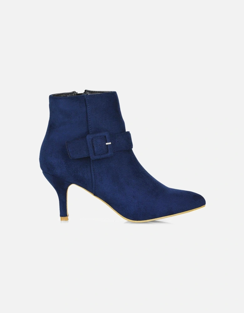 'Lara' Buckle Detail Pointed Toe Low Stiletto Heel Ankle Boots