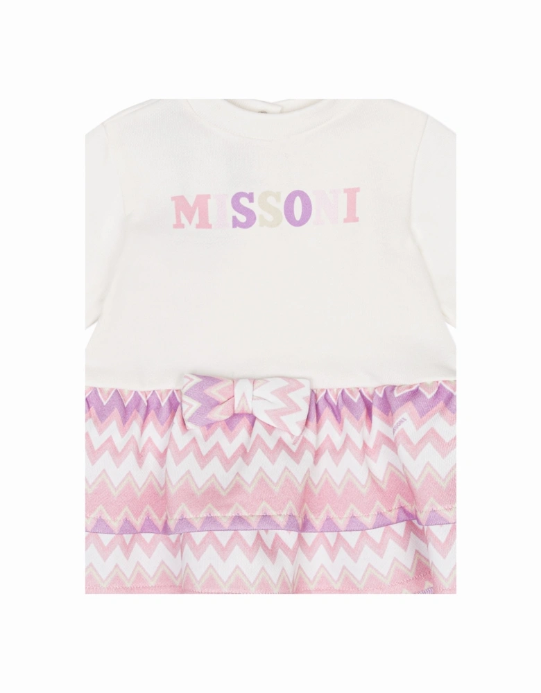 Baby Girls Zigzag Sweater Dress in Ivory