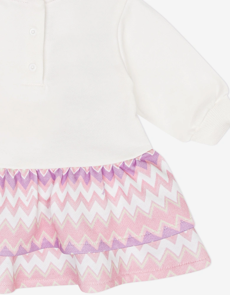 Baby Girls Zigzag Sweater Dress in Ivory