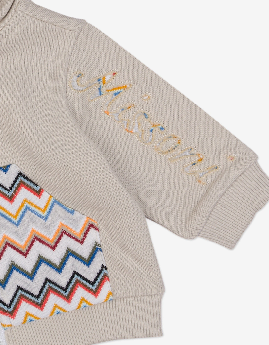 Baby Boys Zigzag Zip UpTop in Beige