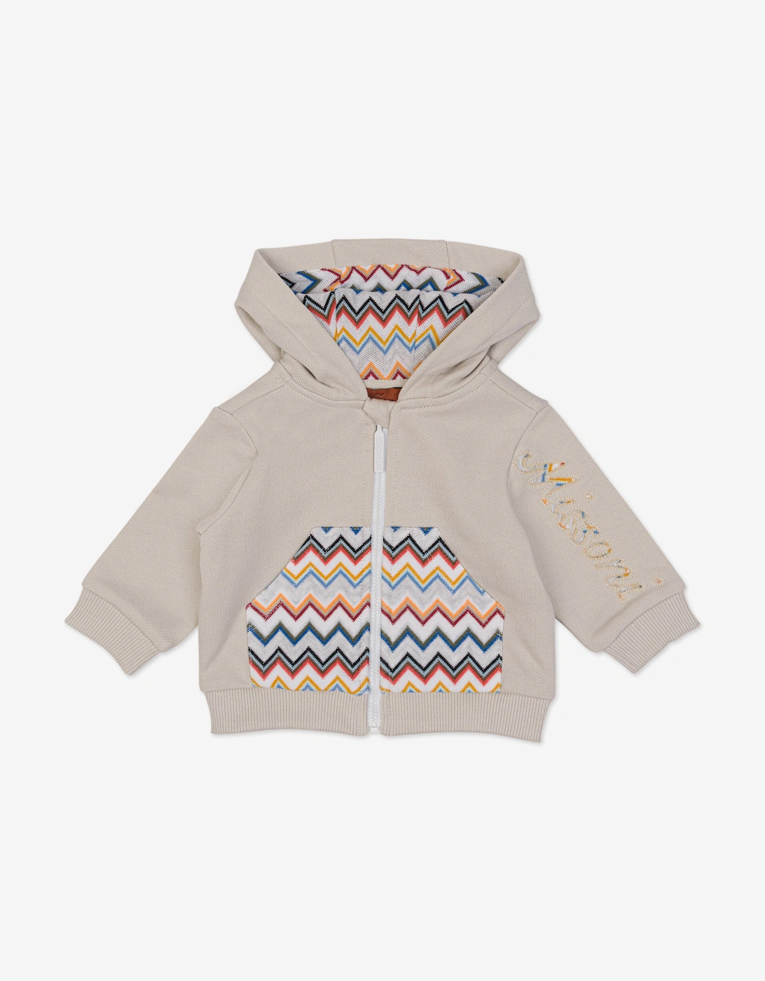 Baby Boys Zigzag Zip UpTop in Beige, 5 of 4