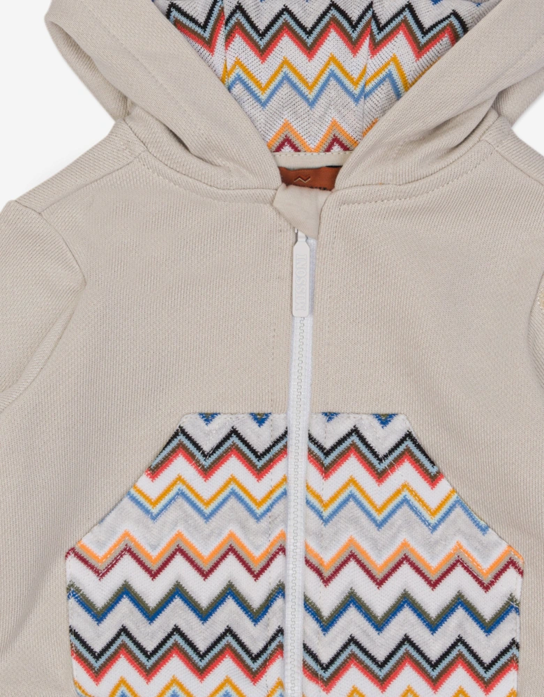 Baby Boys Zigzag Zip UpTop in Beige