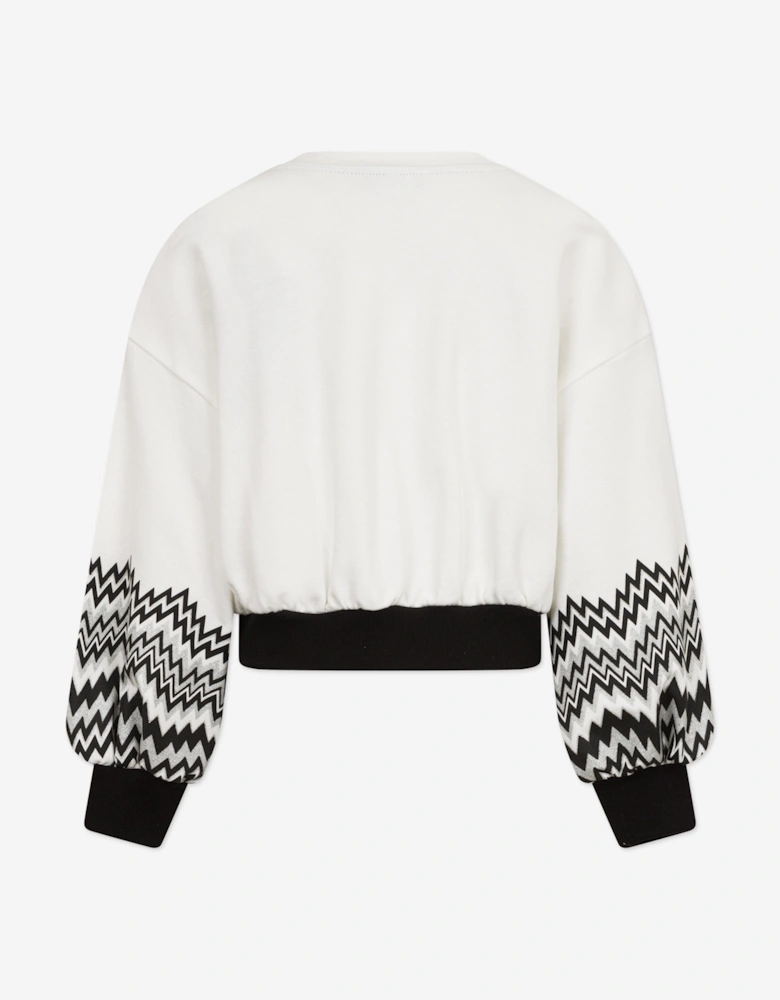 Girls Zigzag Logo Sweatshirt in Ivory