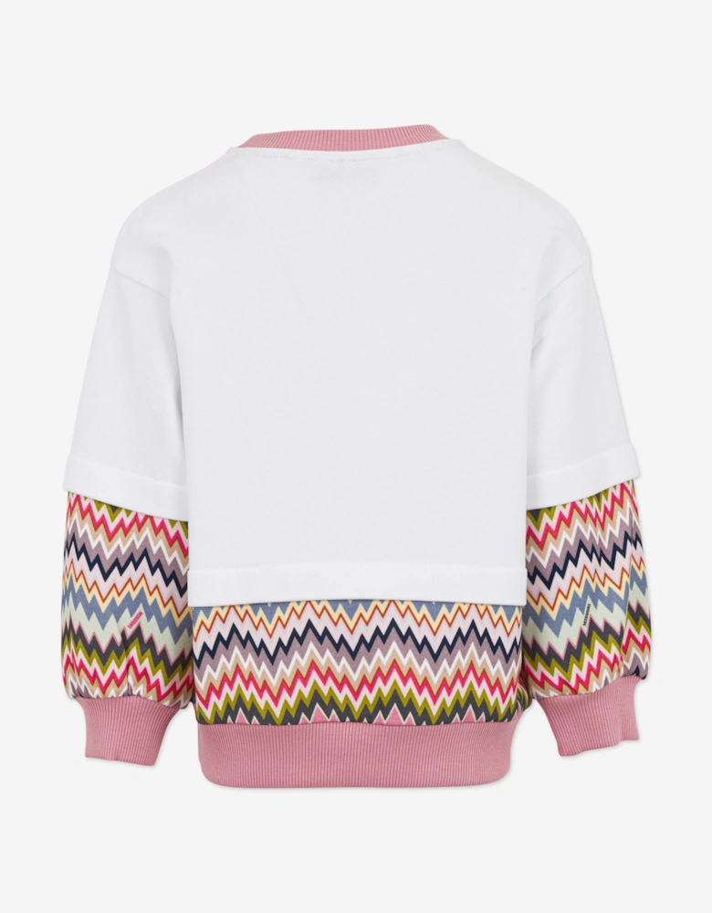 Girls Zigzag Logo Sweatshirt in White