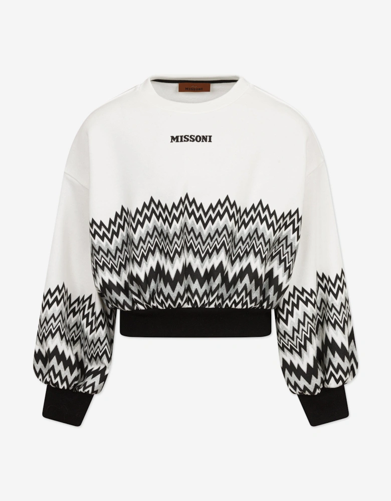 Girls Zigzag Logo Sweatshirt in Ivory