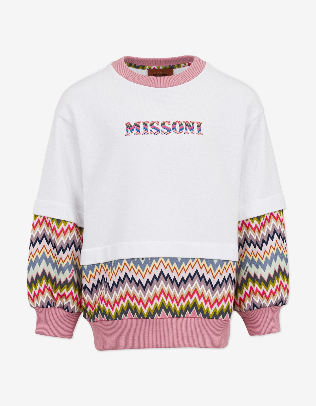 Girls Zigzag Logo Sweatshirt in White, 5 of 4